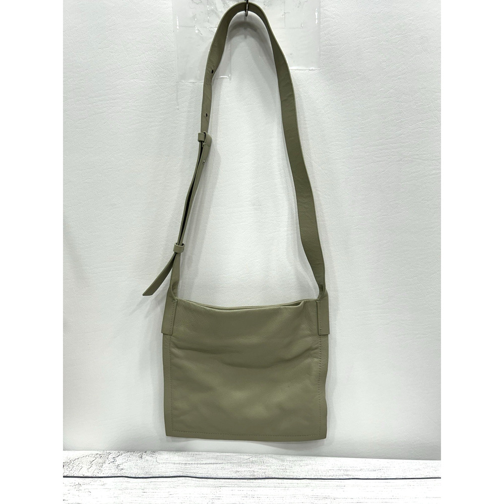 COS Womens Crossbody Leather Bag Adjustable Strap Zippers Beige 9in x 9.5in‎